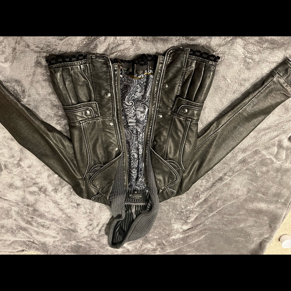 woman’s montanaco leather jacket with knitted hood size xsmall